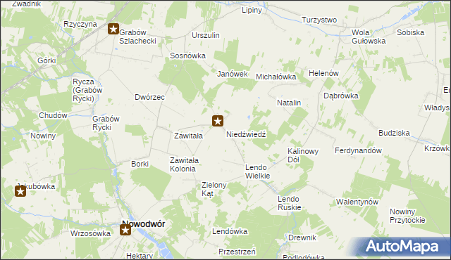 mapa Niedźwiedź gmina Nowodwór, Niedźwiedź gmina Nowodwór na mapie Targeo