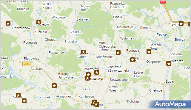mapa Niedźwiedź gmina Strawczyn, Niedźwiedź gmina Strawczyn na mapie Targeo
