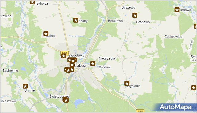 mapa Niegrzebia, Niegrzebia na mapie Targeo