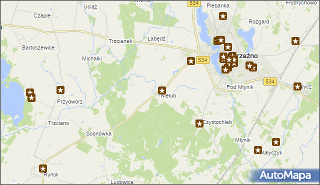 mapa Nielub, Nielub na mapie Targeo