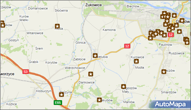 mapa Nielubia, Nielubia na mapie Targeo