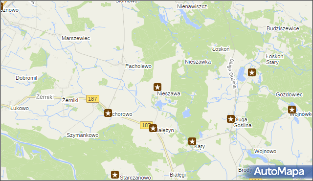 mapa Nieszawa gmina Murowana Goślina, Nieszawa gmina Murowana Goślina na mapie Targeo