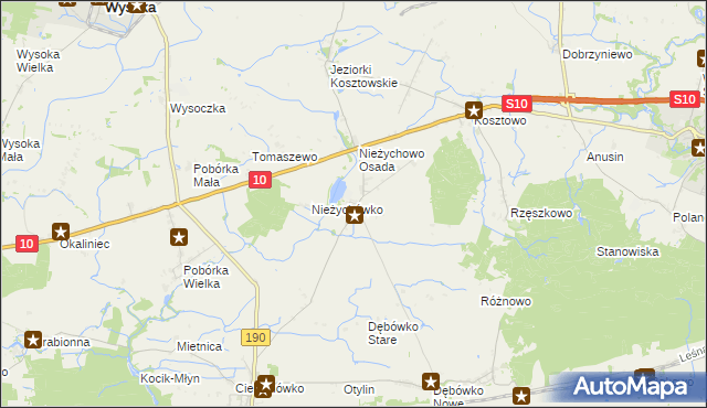 mapa Nieżychowo, Nieżychowo na mapie Targeo