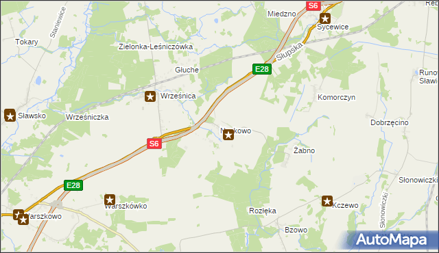 mapa Noskowo gmina Sławno, Noskowo gmina Sławno na mapie Targeo