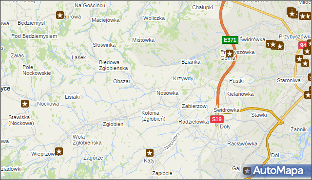 mapa Nosówka, Nosówka na mapie Targeo