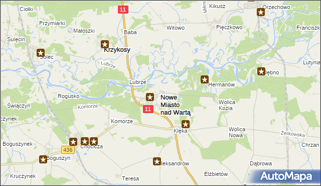 mapa Nowe Miasto nad Wartą, Nowe Miasto nad Wartą na mapie Targeo