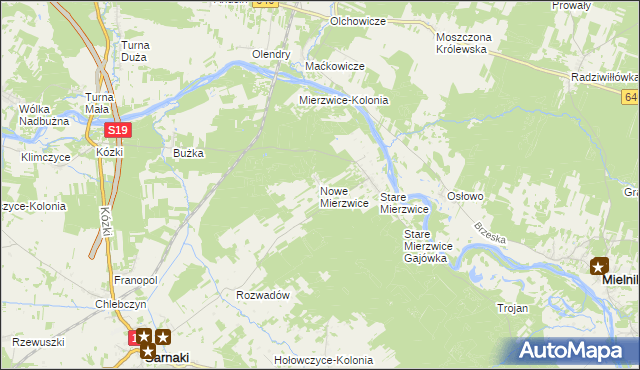 mapa Nowe Mierzwice, Nowe Mierzwice na mapie Targeo