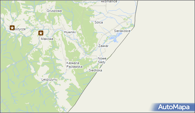 mapa Nowe Sady gmina Fredropol, Nowe Sady gmina Fredropol na mapie Targeo