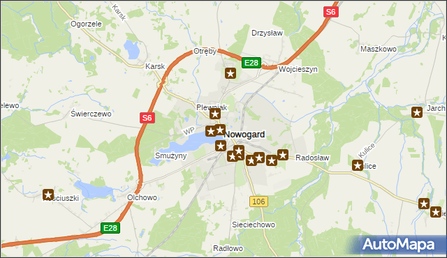 mapa Nowogard, Nowogard na mapie Targeo