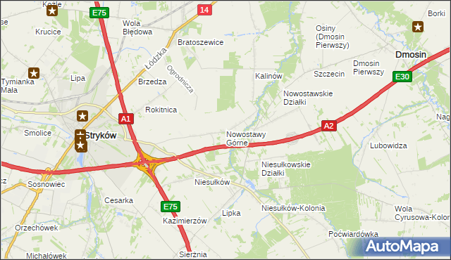 mapa Nowostawy Górne, Nowostawy Górne na mapie Targeo