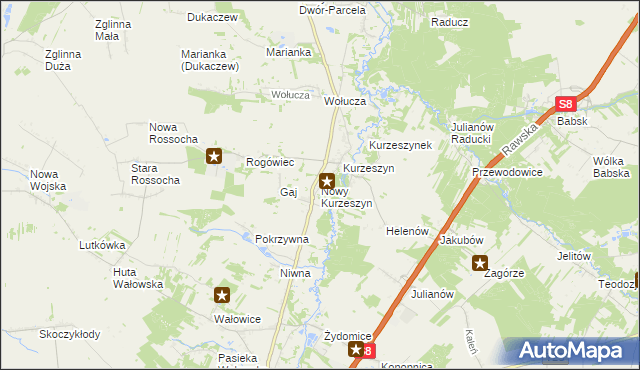 mapa Nowy Kurzeszyn, Nowy Kurzeszyn na mapie Targeo