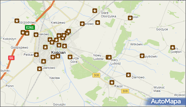 mapa Nowy Lubosz, Nowy Lubosz na mapie Targeo