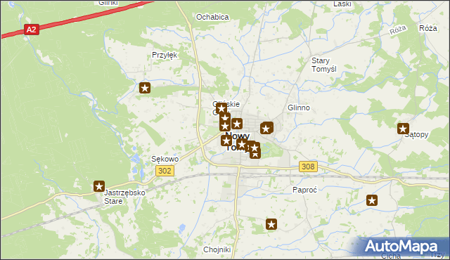 mapa Nowy Tomyśl, Nowy Tomyśl na mapie Targeo