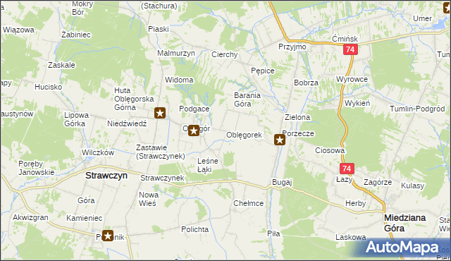 mapa Oblęgorek, Oblęgorek na mapie Targeo