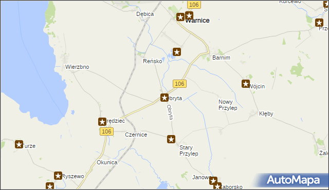 mapa Obryta, Obryta na mapie Targeo