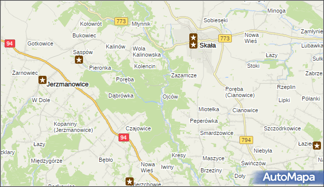 mapa Ojców, Ojców na mapie Targeo