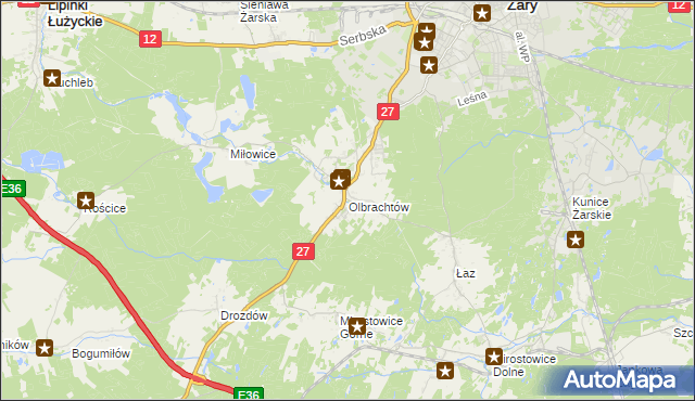 mapa Olbrachtów, Olbrachtów na mapie Targeo