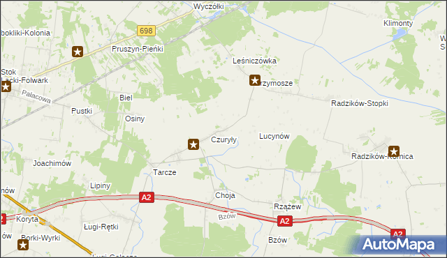 mapa Olędy gmina Zbuczyn, Olędy gmina Zbuczyn na mapie Targeo