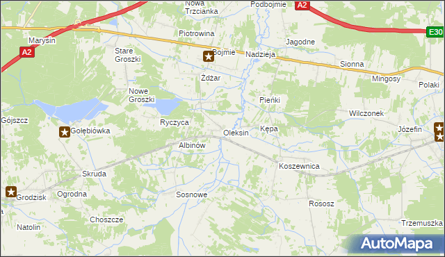 mapa Oleksin gmina Kotuń, Oleksin gmina Kotuń na mapie Targeo