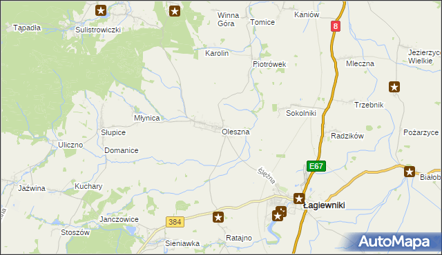 mapa Oleszna, Oleszna na mapie Targeo