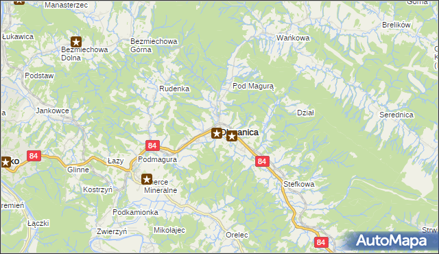 mapa Olszanica powiat leski, Olszanica powiat leski na mapie Targeo