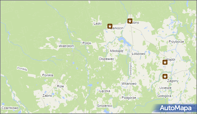 mapa Olszewiec gmina Miastko, Olszewiec gmina Miastko na mapie Targeo