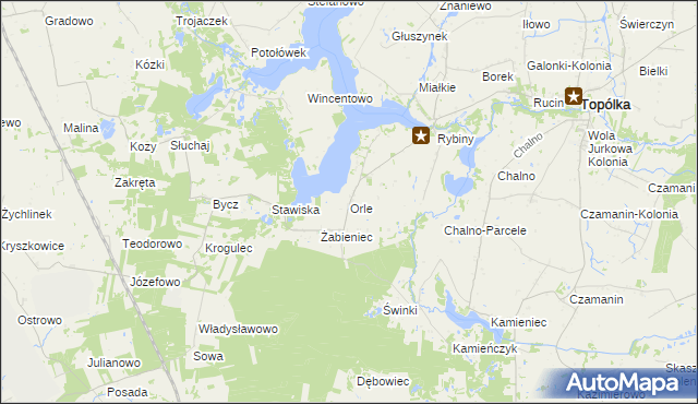 mapa Orle gmina Topólka, Orle gmina Topólka na mapie Targeo