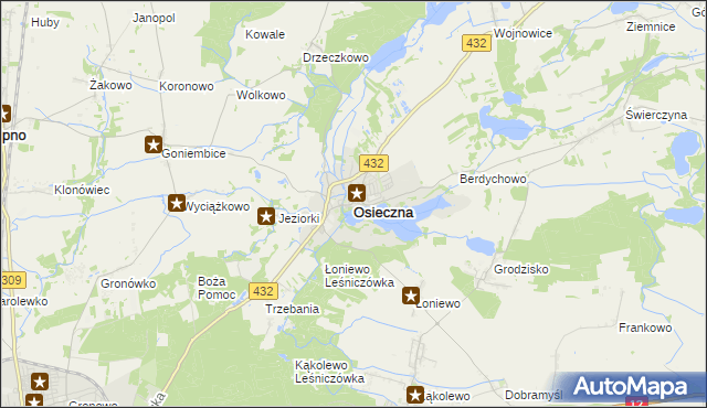 mapa Osieczna powiat leszczyński, Osieczna powiat leszczyński na mapie Targeo