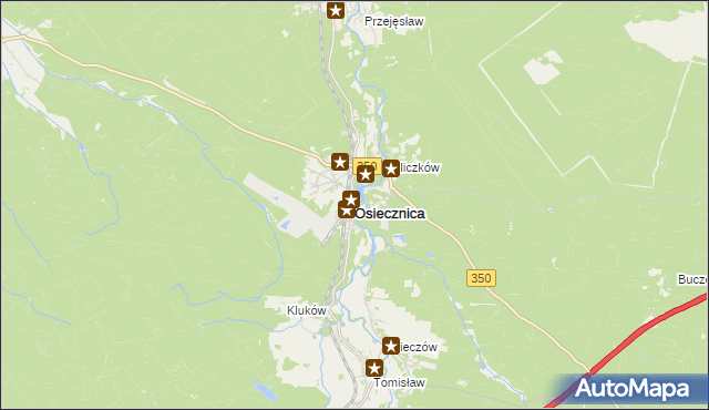 mapa Osiecznica powiat bolesławiecki, Osiecznica powiat bolesławiecki na mapie Targeo