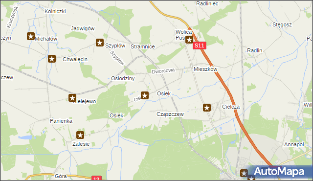 mapa Osiek gmina Jarocin, Osiek gmina Jarocin na mapie Targeo