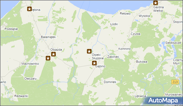 mapa Osieki Słupskie, Osieki Słupskie na mapie Targeo