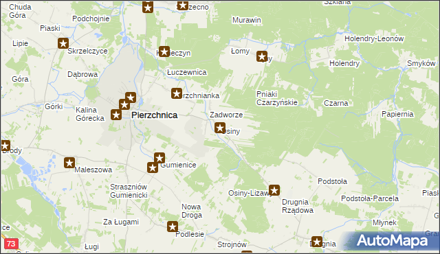 mapa Osiny gmina Pierzchnica, Osiny gmina Pierzchnica na mapie Targeo