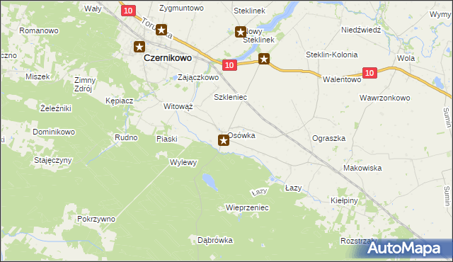 mapa Osówka gmina Czernikowo, Osówka gmina Czernikowo na mapie Targeo