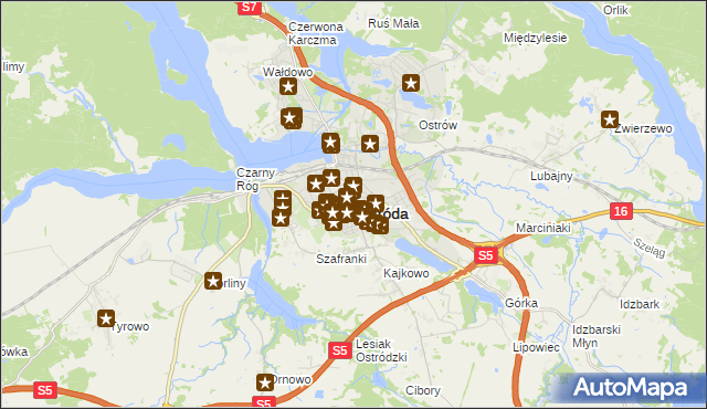 mapa Ostróda, Ostróda na mapie Targeo