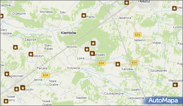 mapa Ostrówek gmina Klembów, Ostrówek gmina Klembów na mapie Targeo