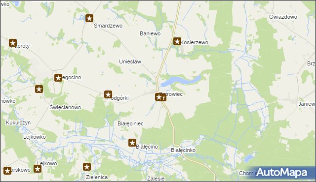 mapa Ostrowiec gmina Malechowo, Ostrowiec gmina Malechowo na mapie Targeo