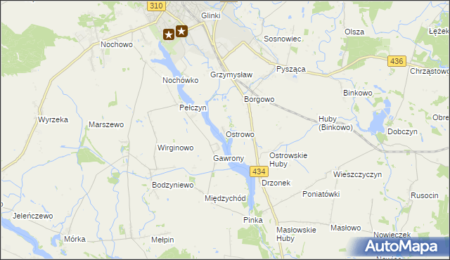 mapa Ostrowo gmina Śrem, Ostrowo gmina Śrem na mapie Targeo