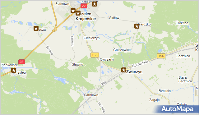 mapa Owczarki gmina Zwierzyn, Owczarki gmina Zwierzyn na mapie Targeo