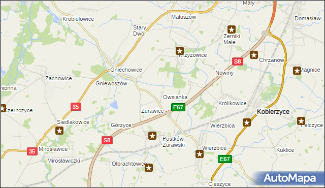 mapa Owsianka gmina Kobierzyce, Owsianka gmina Kobierzyce na mapie Targeo