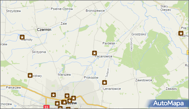 mapa Pacanowice, Pacanowice na mapie Targeo