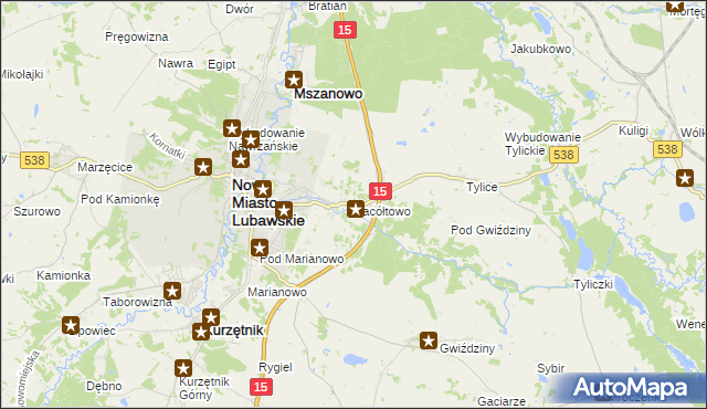 mapa Pacółtowo gmina Nowe Miasto Lubawskie, Pacółtowo gmina Nowe Miasto Lubawskie na mapie Targeo