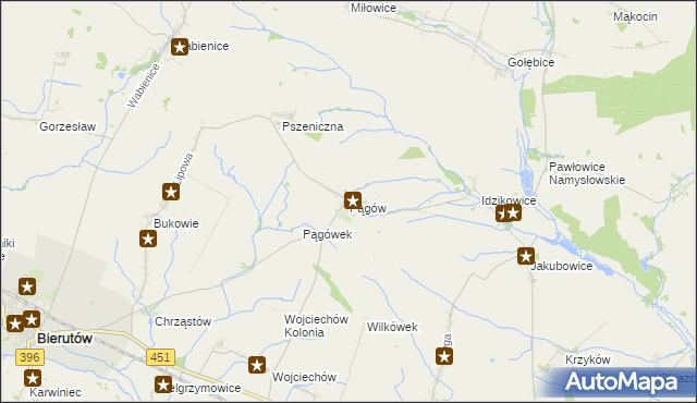 mapa Pągów gmina Wilków, Pągów gmina Wilków na mapie Targeo