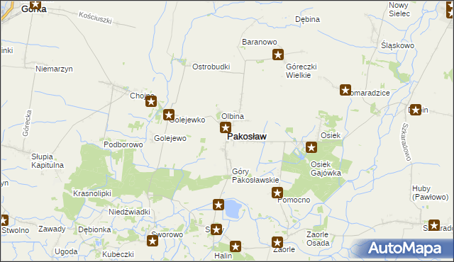 mapa Pakosław powiat rawicki, Pakosław powiat rawicki na mapie Targeo