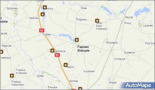 mapa Papowo Biskupie, Papowo Biskupie na mapie Targeo