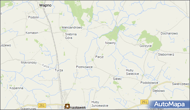 mapa Paryż gmina Żnin, Paryż gmina Żnin na mapie Targeo