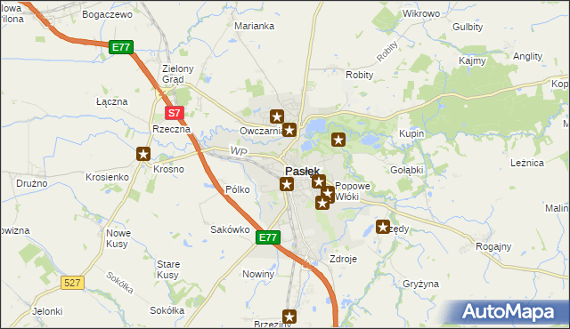 mapa Pasłęk, Pasłęk na mapie Targeo