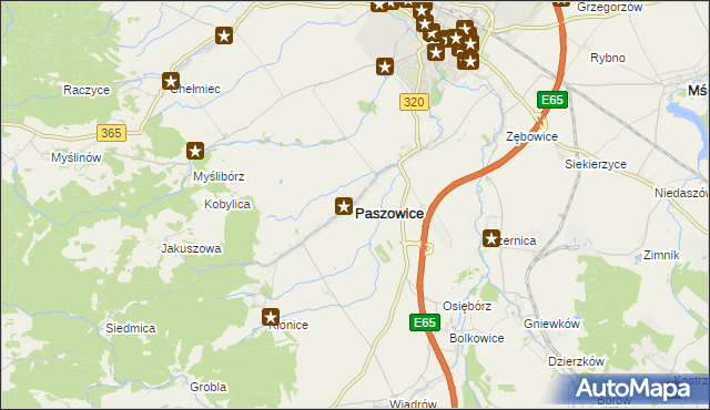 mapa Paszowice, Paszowice na mapie Targeo