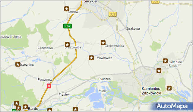 mapa Pawłowice gmina Ząbkowice Śląskie, Pawłowice gmina Ząbkowice Śląskie na mapie Targeo