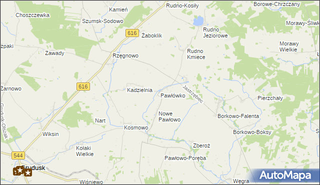 mapa Pawłówko gmina Czernice Borowe, Pawłówko gmina Czernice Borowe na mapie Targeo