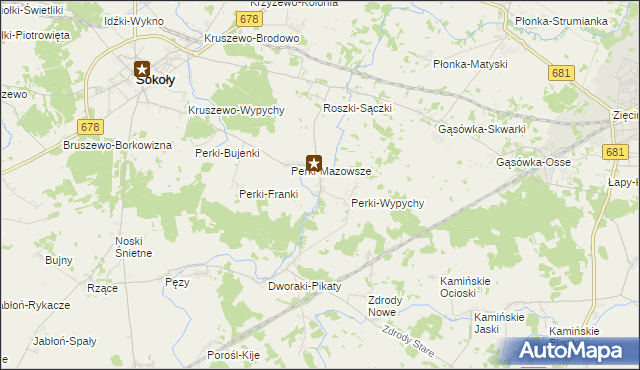 mapa Perki-Lachy, Perki-Lachy na mapie Targeo